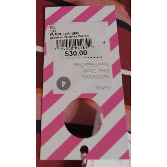 Pumpkin Patch Girls Burgundy Pink Stripe Fleece Pocket Dress Size 4 NWT! Cute! - Picture 2 of 9